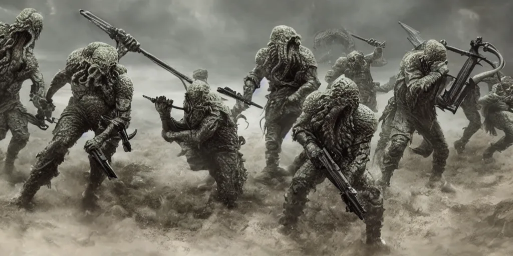 Prompt: Soldiers fighting Cthulhu, Photorealistic, insane_details