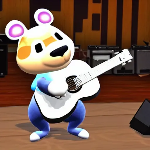 Image similar to k. k slider from animal crossing, playing guitar at a concert