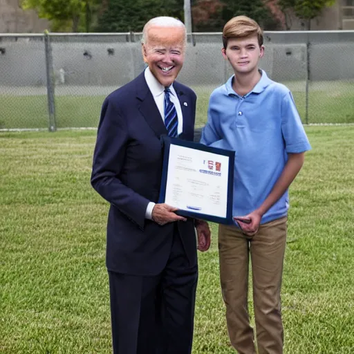 Image similar to A photo of joe biden teams up with a teenage joe biden, perfect faces, 50 mm, award winning photography