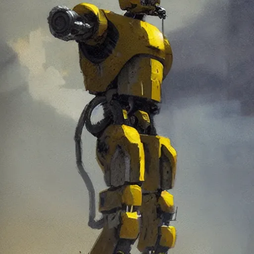Prompt: tall muscular yellow pit droid, by Greg Rutkowski