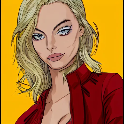 Prompt: a portrait of margot robbie, anime art style, highly detailed