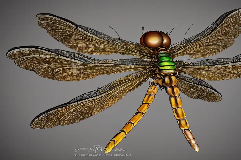 Image similar to super detailed steampunk dragonfly with big eyes and shiny wings, realistic, 4k