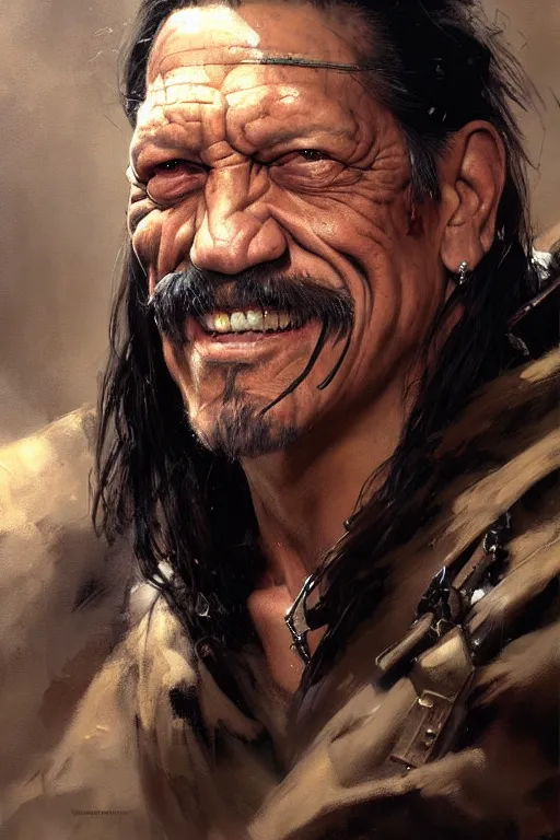 Prompt: danny trejo portrait dnd, painting by gaston bussiere, craig mullins, greg rutkowski, yoji shinkawa