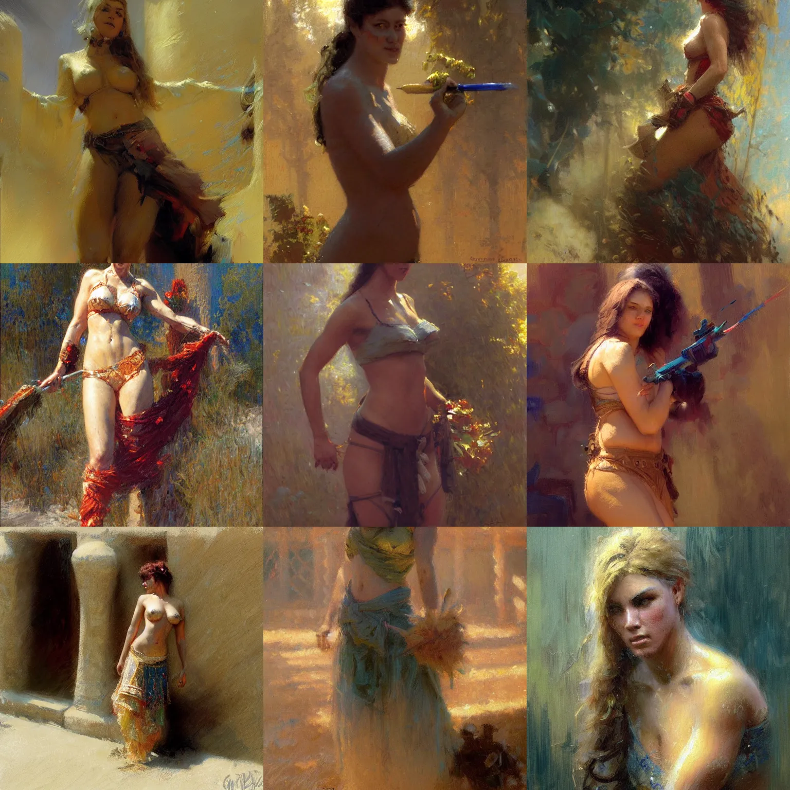 Prompt: a woman with a normal build, painting by Gaston Bussiere, Craig Mullins