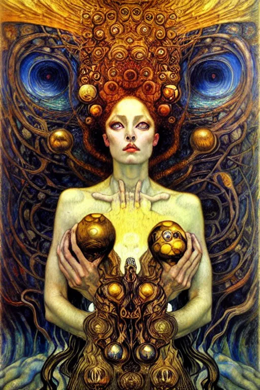 Image similar to Divine Chaos Engine by Karol Bak, Jean Delville, William Blake, Gustav Klimt, and Vincent Van Gogh, symbolist, visionary