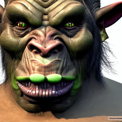 Image similar to a photorealistic portrait shot of a fantasy orc