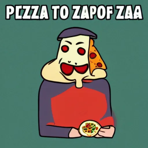 Prompt: pizza man of doom eating a pizza