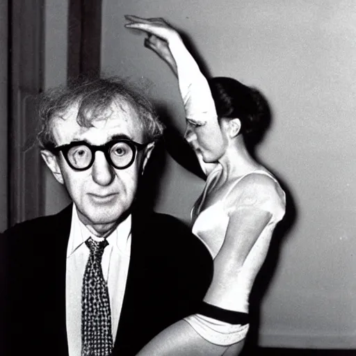 Prompt: Woody Allen as ballerina, award-winning photo