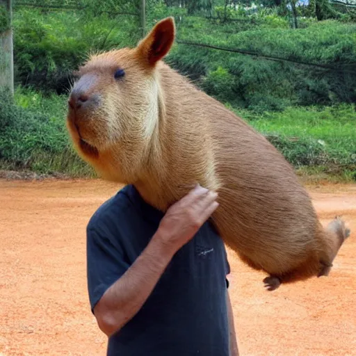 Prompt: human with head of capybara