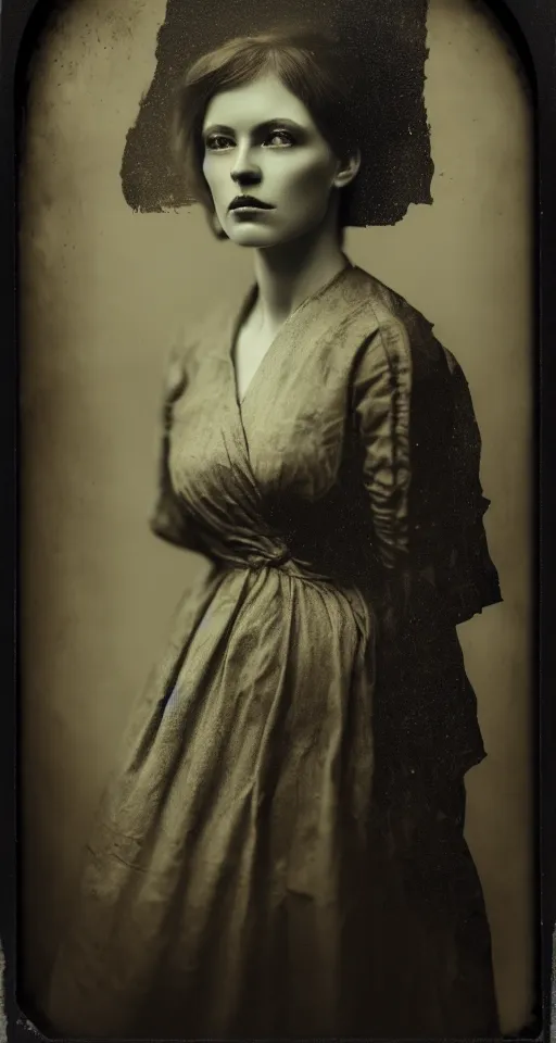 Image similar to digital collodion photograph, a portrait of a strikingly beautiful woman with regal features