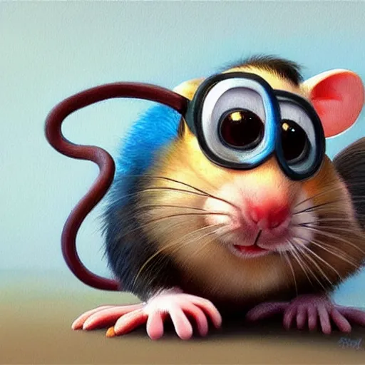 Image similar to cute rat pixar concept art trending artstation oil painting