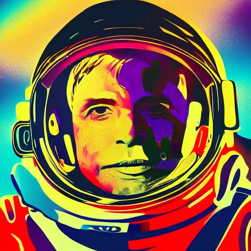 Image similar to portrait of astronaut, highly detailed, colourful, 8k wallpaper, pop art