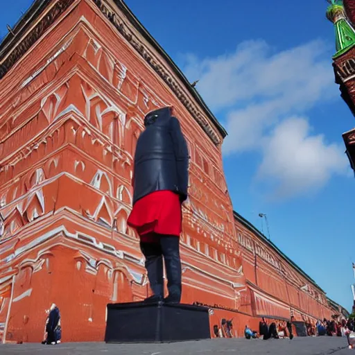 Image similar to photo giant mango standing on red square