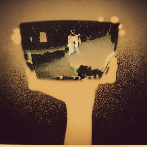 Image similar to polaroid of a dream people optical illusion reflection double exposure high contrast