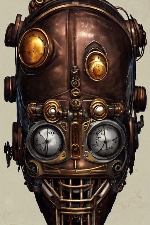 Image similar to steampunk helmet fantasy art mask robot ninja stylized digital illustration sharp focus, elegant intricate digital painting artstation concept art global illumination ray tracing advanced technology chaykin howard and campionpascale and cooke darwyn and davis jack