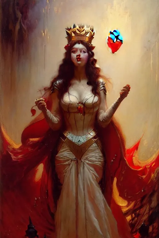 Prompt: queen of hearts by gaston bussiere, bayard wu, greg rutkowski, giger, maxim verehin