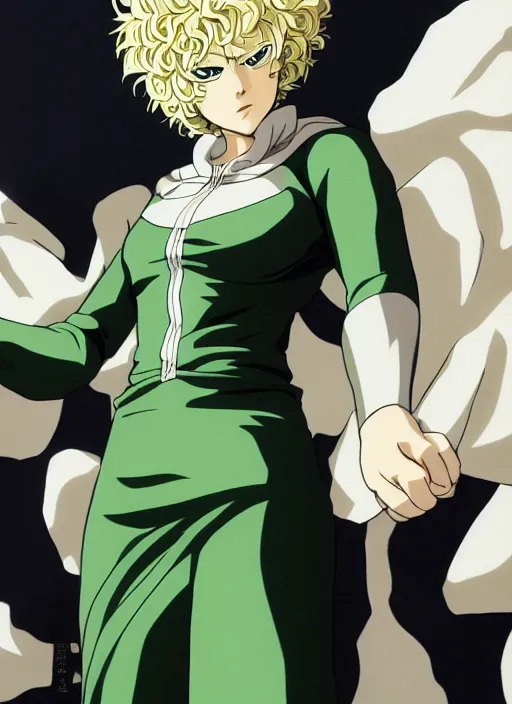 Image similar to A full portrait photo of tatsumaki one punch man, f/22, 35mm, 2700K, lighting, perfect faces, award winning photography.