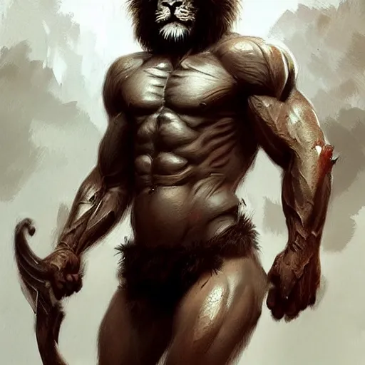 Prompt: a muscular half man half lion mutant creature,digital art,ultra realistic,ultra detailed,art by greg rutkowski,hyperdetailed,anthropomorphic,photorealistic,trendimg on artstation,deviantart