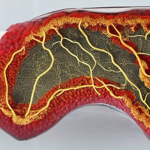 Image similar to vascular enfilium of endocratic marmularium imposed and encased by transparent crystalline vessel cornucrenulon everting amorphonite