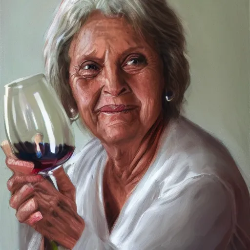 Image similar to a older woman at a party sitting on a wine bottle, hyper-realism, realism, 4k,