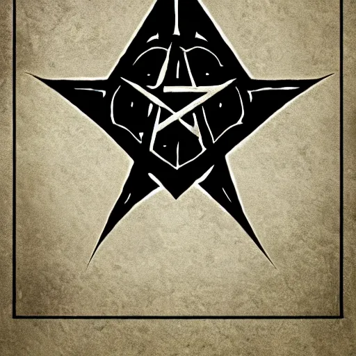 Image similar to magic pentagram iconography old book logo diablo blizzard digital art, trending on art station kvlt by peder balke by fernando forero mystic high contrast bold colors noir