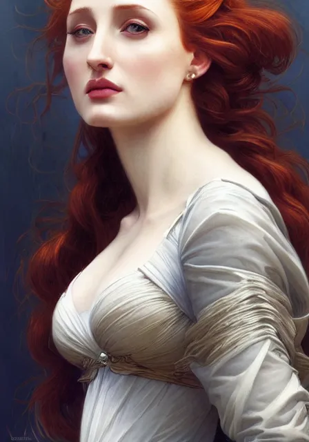 Prompt: sansa angeline jolie gessica chastain pandemic, intricate, elegant, highly detailed, digital painting, artstation, concept art, smooth, sharp focus, illustration, art by artgerm and greg rutkowski and alphonse mucha and william - adolphe bouguereau