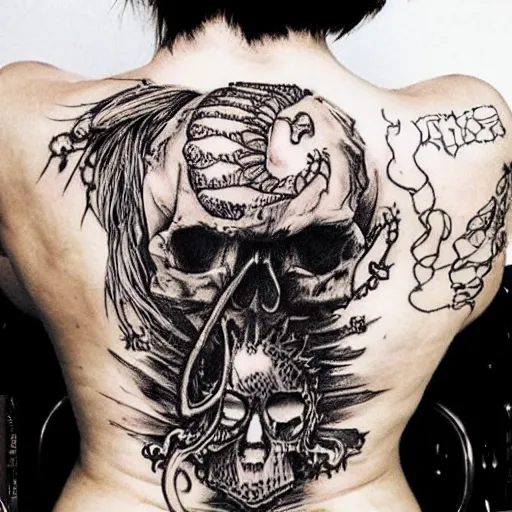 Image similar to skull and dragon tattoo