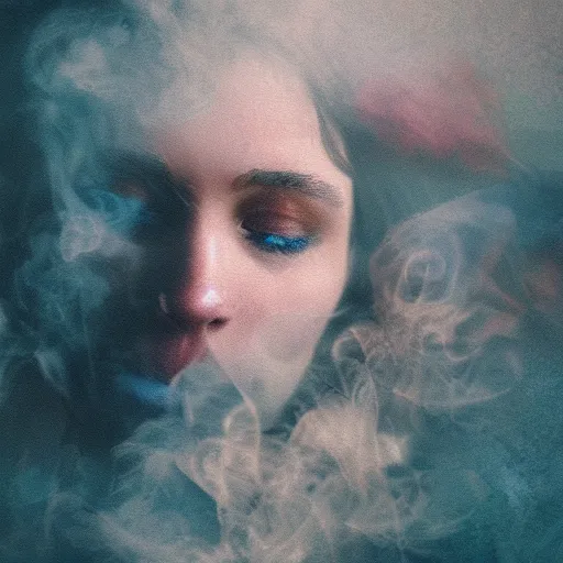 Prompt: a beautiful photo of a smoking person. impressionism. poster. matte painting. octane render