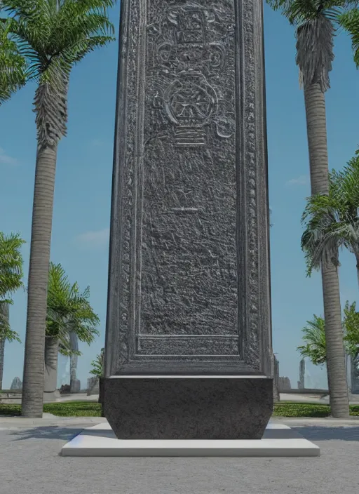 Prompt: highly detailed realistic architecture 3 d render of a mirrored stele monument in frank gahry style standing on a side of a highway, archdaily, made in unreal engine 4 octane render
