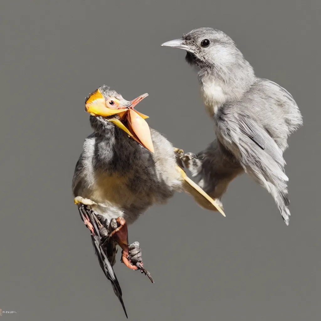 Image similar to photo of a bird holding a knife in it's mouth, ultra high detail, 8 k, ambient lighting, nature photograph, 3 5 mm lens, award winning photography.