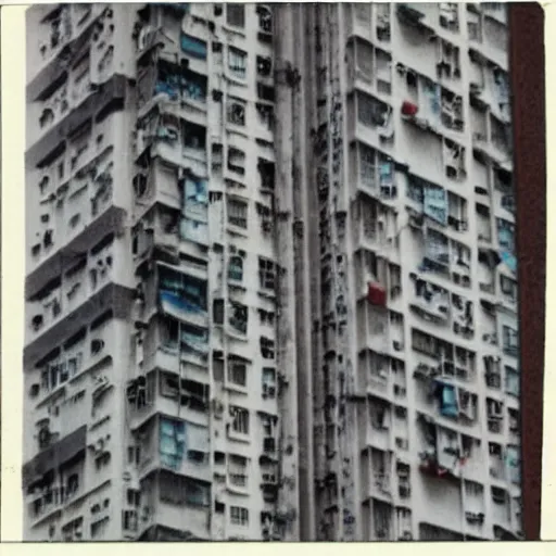 Image similar to polaroid of hong kong slums, apartments, A/C units