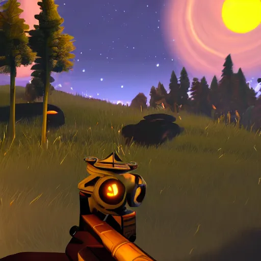 Image similar to Outer Wilds screenshot, night