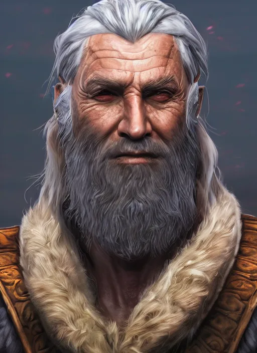 Image similar to A fantasy comic book style portrait painting of a male Druid elder, unreal 5, DAZ, hyperrealistic, octane render, cosplay, RPG portrait, dynamic lighting