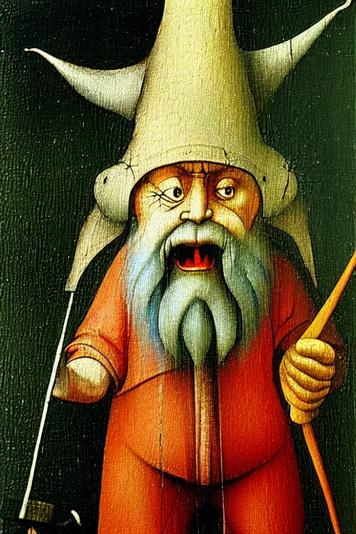 Image similar to hieronymus bosch painting of a gnome