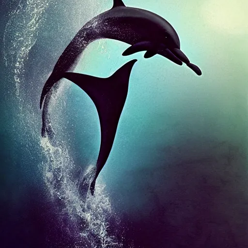 Image similar to a dolphin merged with an elephant, photomorph artwork