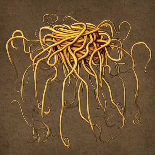 Image similar to they flying spaghetti monster, realistic photo