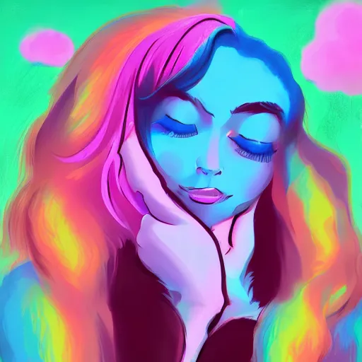 Image similar to the cotton candy kiss of transcendental bliss, 🌈 in the style of pascal blanche from artstation, digital art