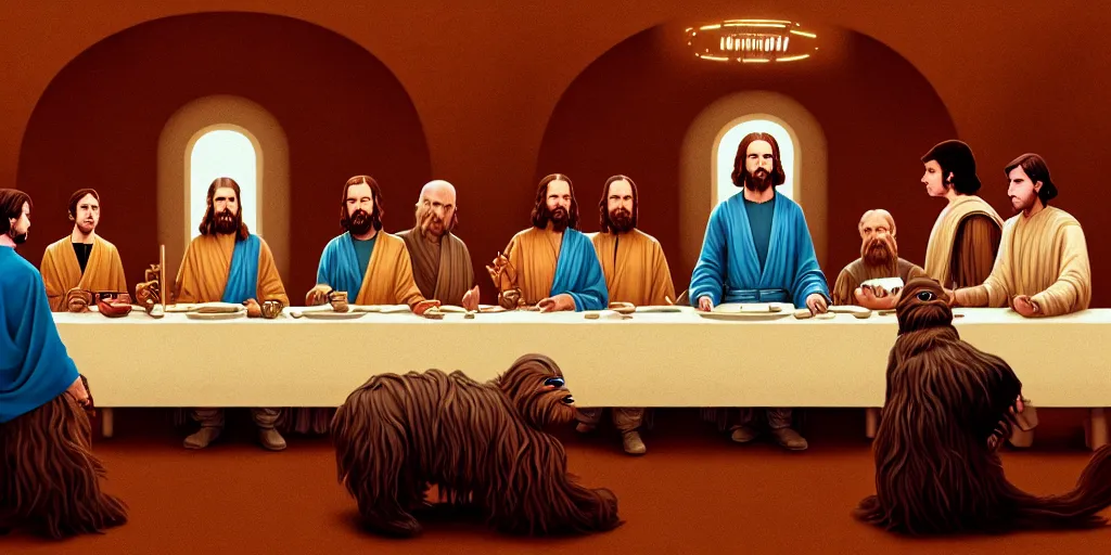 Prompt: star wars last supper by wes anderson, digital painting, trending on artstation, sharp focus, 4 k