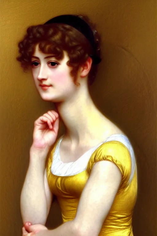 Image similar to jane austen gold hair, painting by rossetti bouguereau, detailed art, artstation