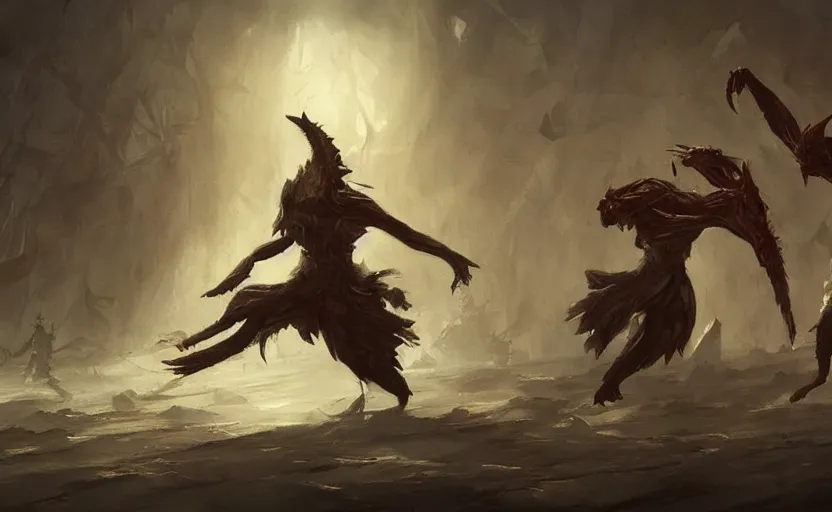 Image similar to A painting of The dance of wyverns trending on artstation in the style of Greg Rutkowski