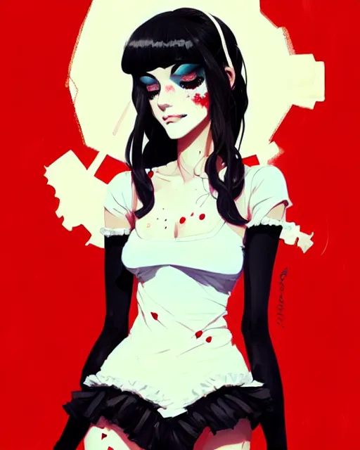 Image similar to a ultradetailed portrait painting of a stylish woman wearing french maid outfit, by conrad roset, greg rutkowski and makoto shinkai trending on artstation