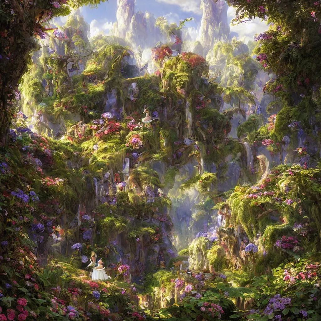 Image similar to matte painting of alice in the wonderland by vladimir volegov and alexander averin and peder mørk mønsted and adrian smith and raphael lacoste