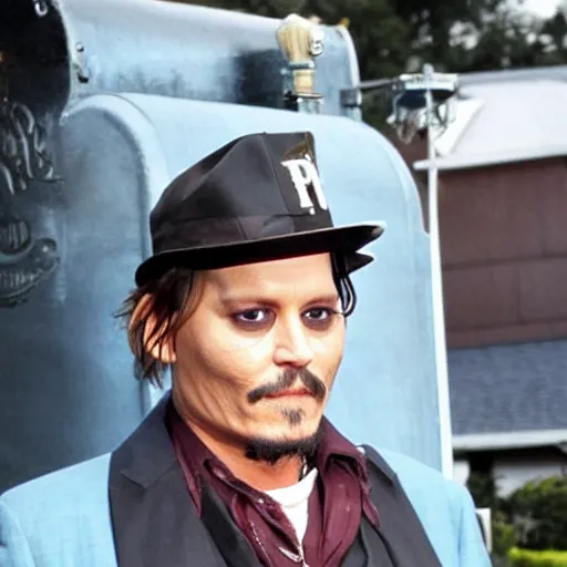 Image similar to johnny depp his as a mailman delivering the mail