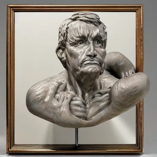 Image similar to A three-dimensional sculpture that appears to be a two-dimensional painting from certain angles.