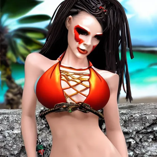Prompt: fantasy succubus fire bikini