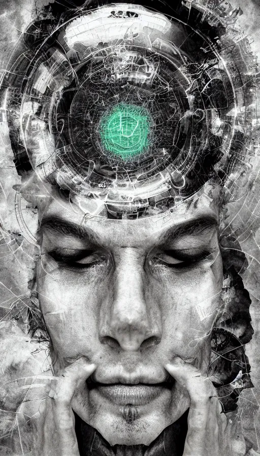 Image similar to portrait of a digital shaman, by andre francois