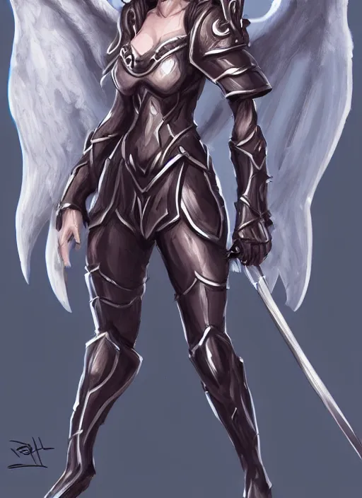 Image similar to concept art. angel knight girl. artstation trending. highly detailed