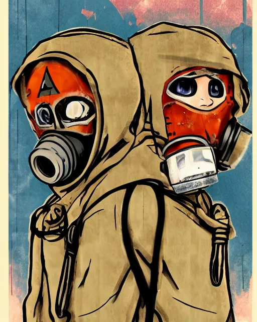 Prompt: manga color drawing of two hooded kids with gas masks hanging in ropes paint a giant anarchist graffiti on the dome of the capitol building, epic photography, dystopin future , 8k