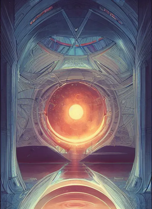 Image similar to all seeing eye by hiroshi yoshida and moebius and loish and artgerm, painterly, symmetrical, ultra detailed, hyper realistic, illustration, concept art, smooth, sharp focus