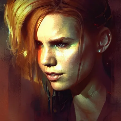 Prompt: kim possible, hyperrealistic portrait, bladerunner street, art of elysium by jeremy mann and alphonse mucha, fantasy art, photo realistic, dynamic lighting, artstation, poster, volumetric lighting, very detailed face, 4 k, award winning